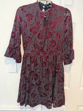 ModCloth Mock Neck Velvet Burnout Floral Rose Whimssigoth dress M made in USA